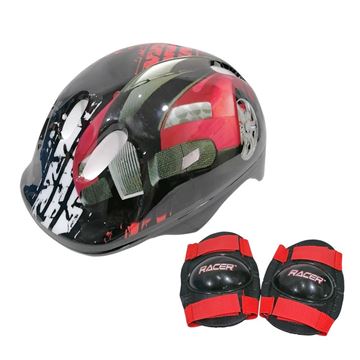 Imagen de Set de casco con protectores Racer Rojo